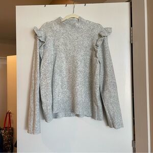 LOFT Ruffle Sleeve Mock Neck Sweater